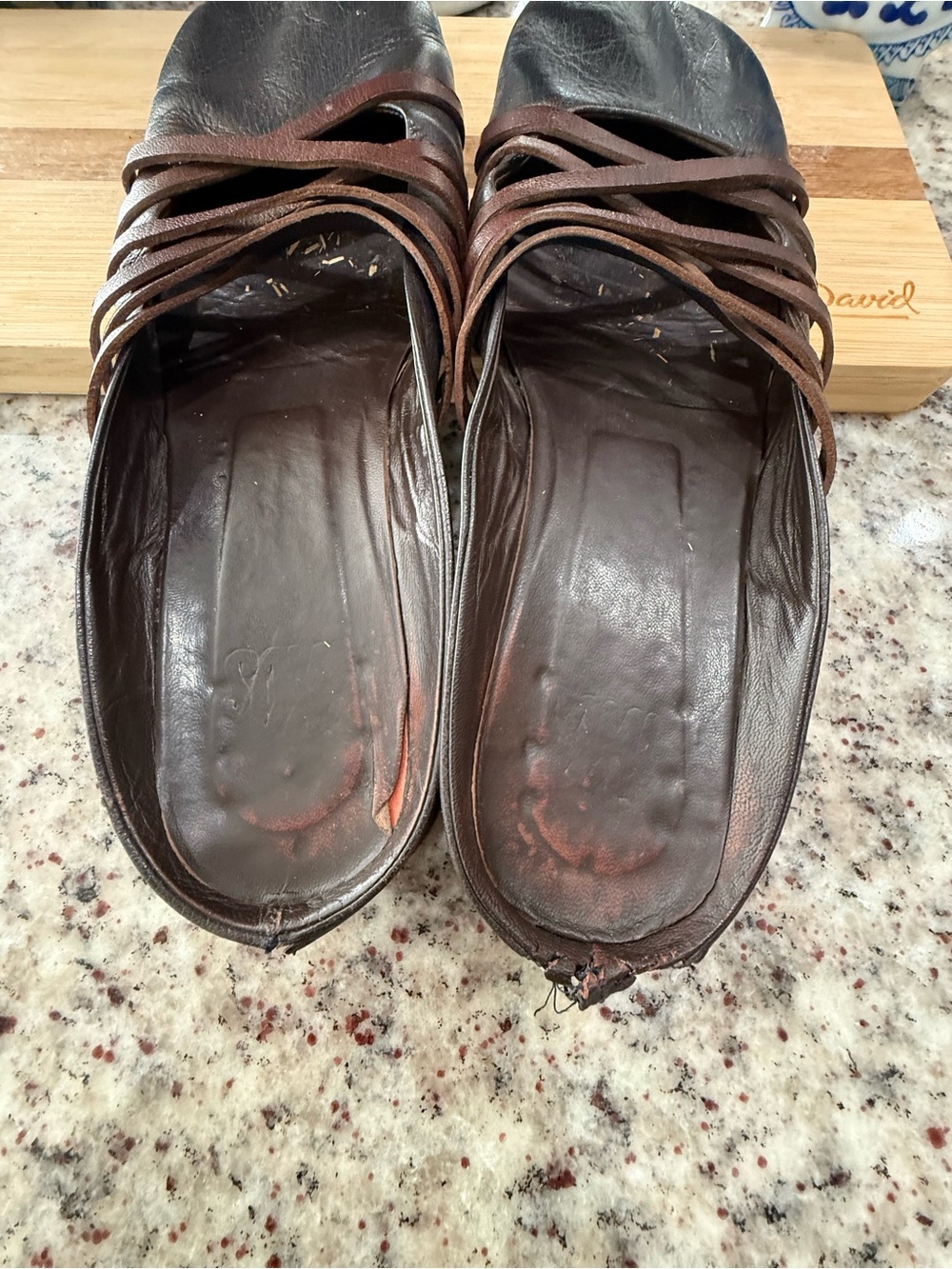 Women's Brown Strappy Leather Mule - Comfortable Slip-On - Picture 2 of 4